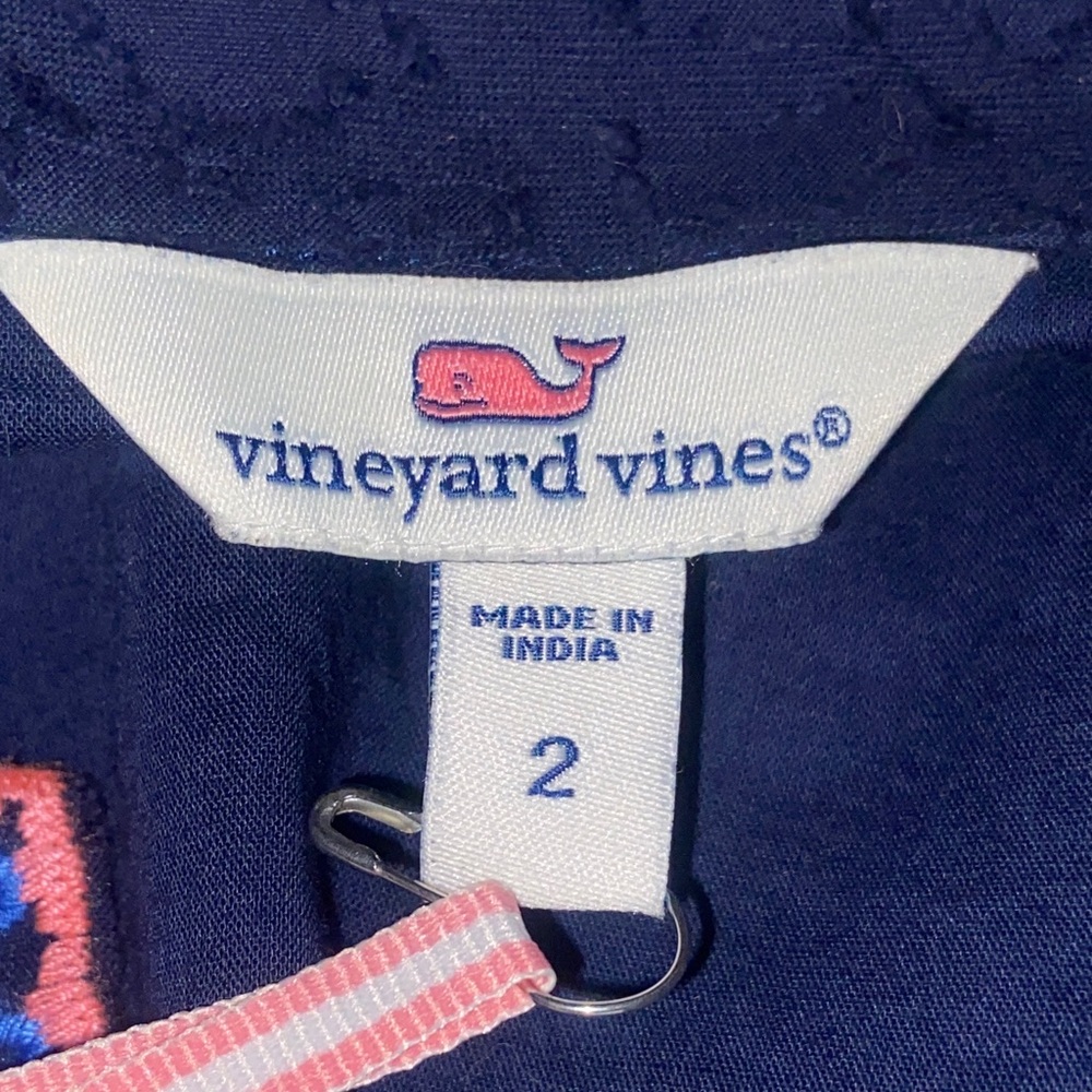 Vineyard Vines Starfish Burn Out Tunic Dress, Lined, 100% Cotton, Size 2 - Picture 3 of 6